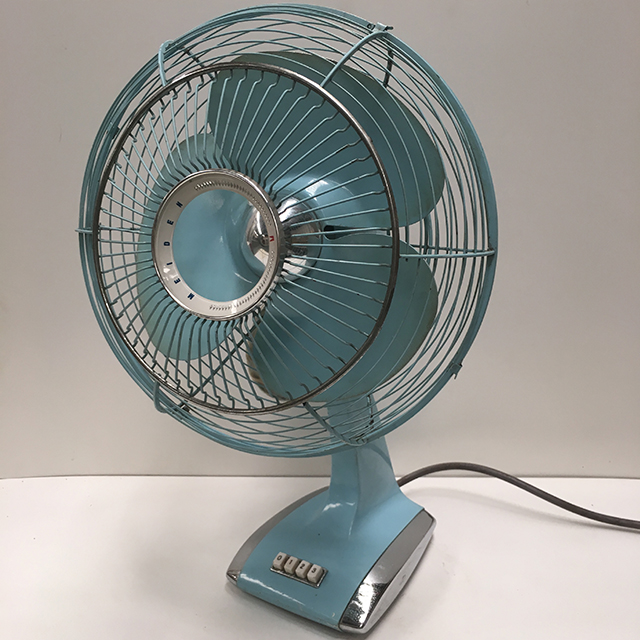 FAN, Table Fan - Pale Blue Chrome Meiden